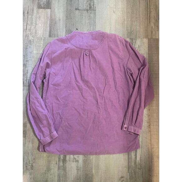 L.L. Bean Corduroy Prairie Button Up Shirt Pintuck Purple Long Sleeve Sz M - Picture 10 of 11